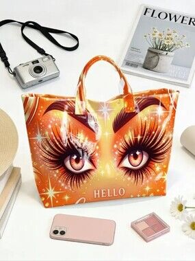 Women Glitter Glam Eyes Hello Big Tote Bag